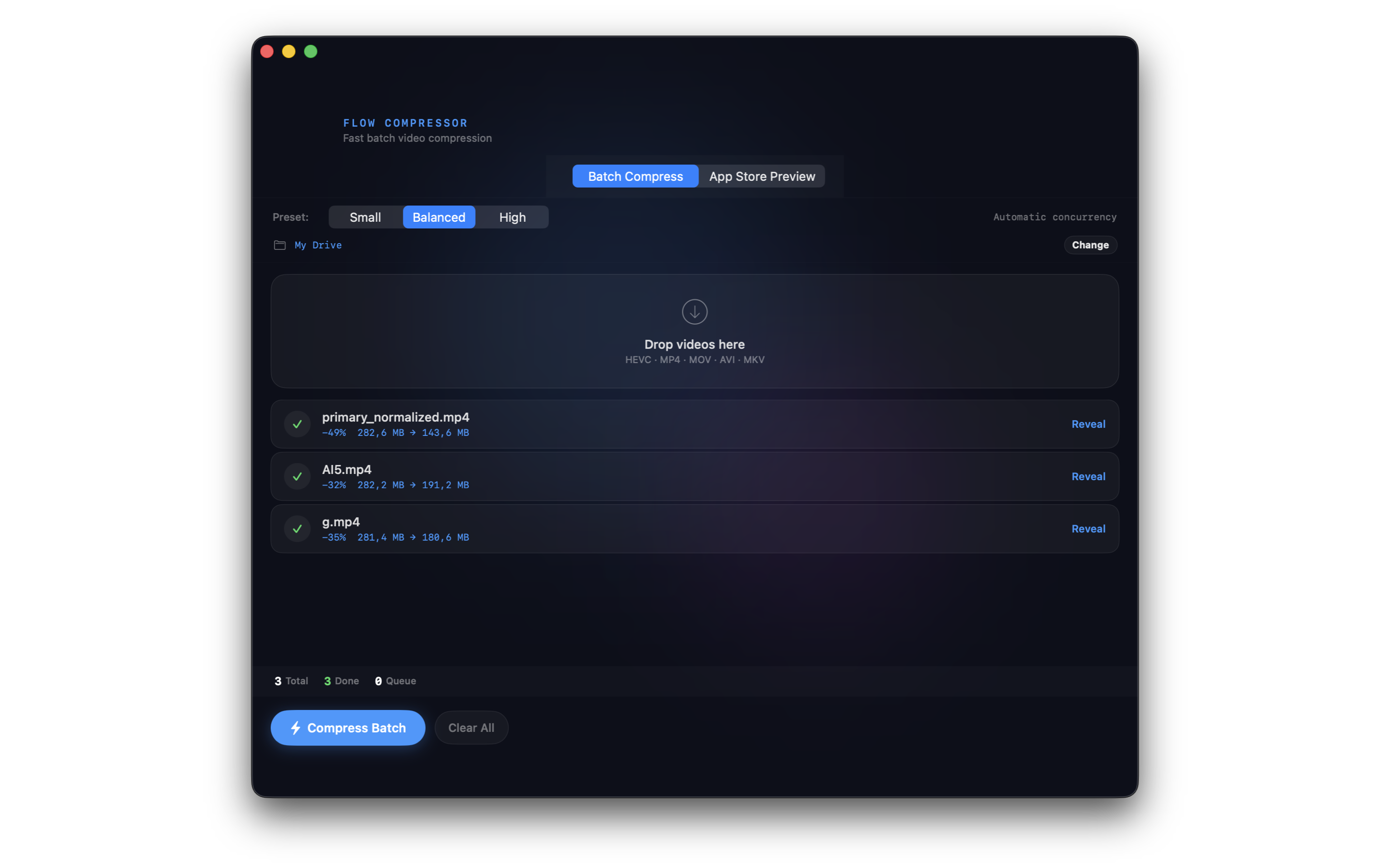 Compression complete — instantly reveal your compressed files
